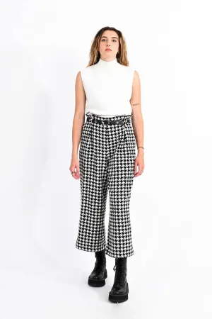 CROPPED  HOUNDSTOOTH PANTS