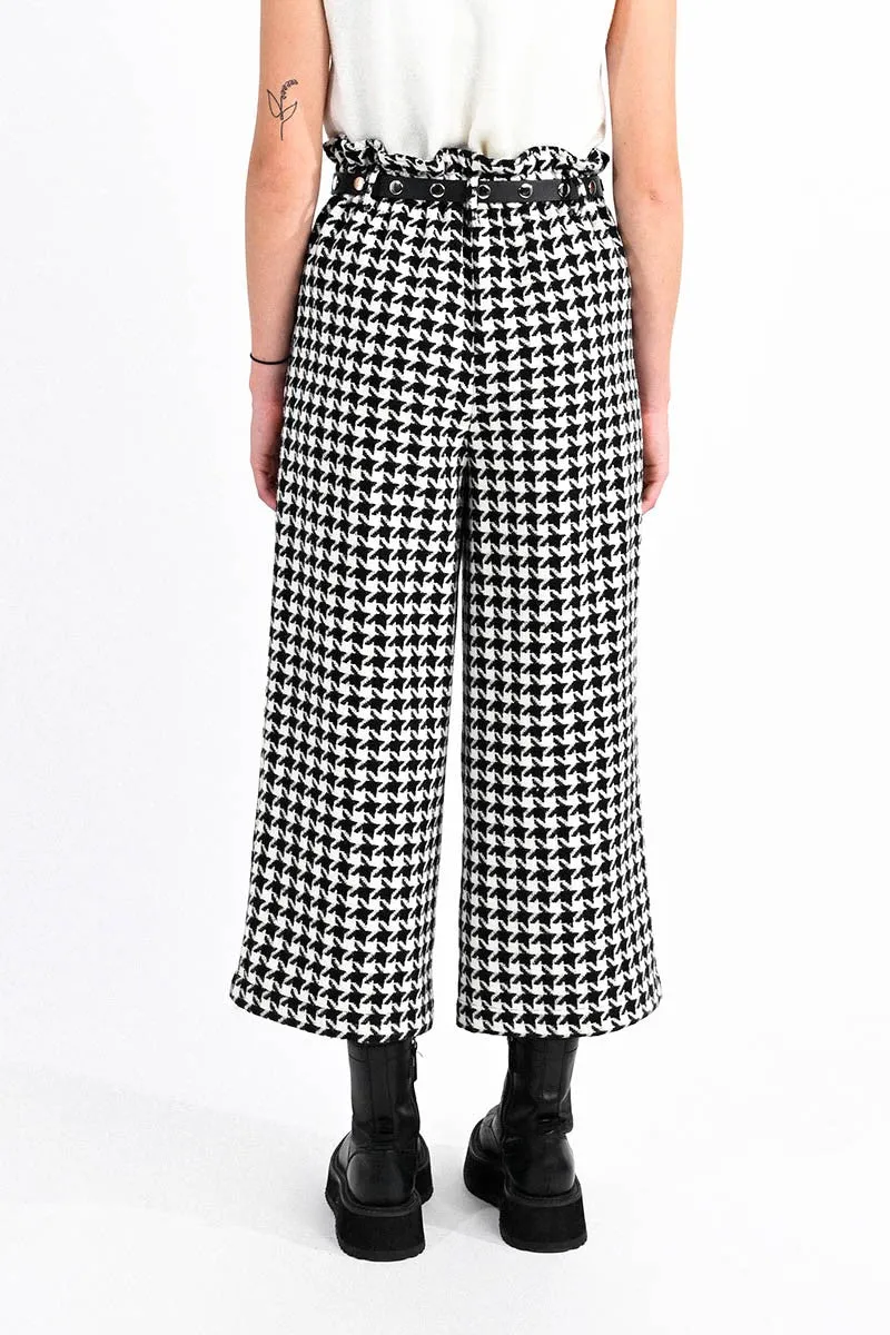 CROPPED  HOUNDSTOOTH PANTS