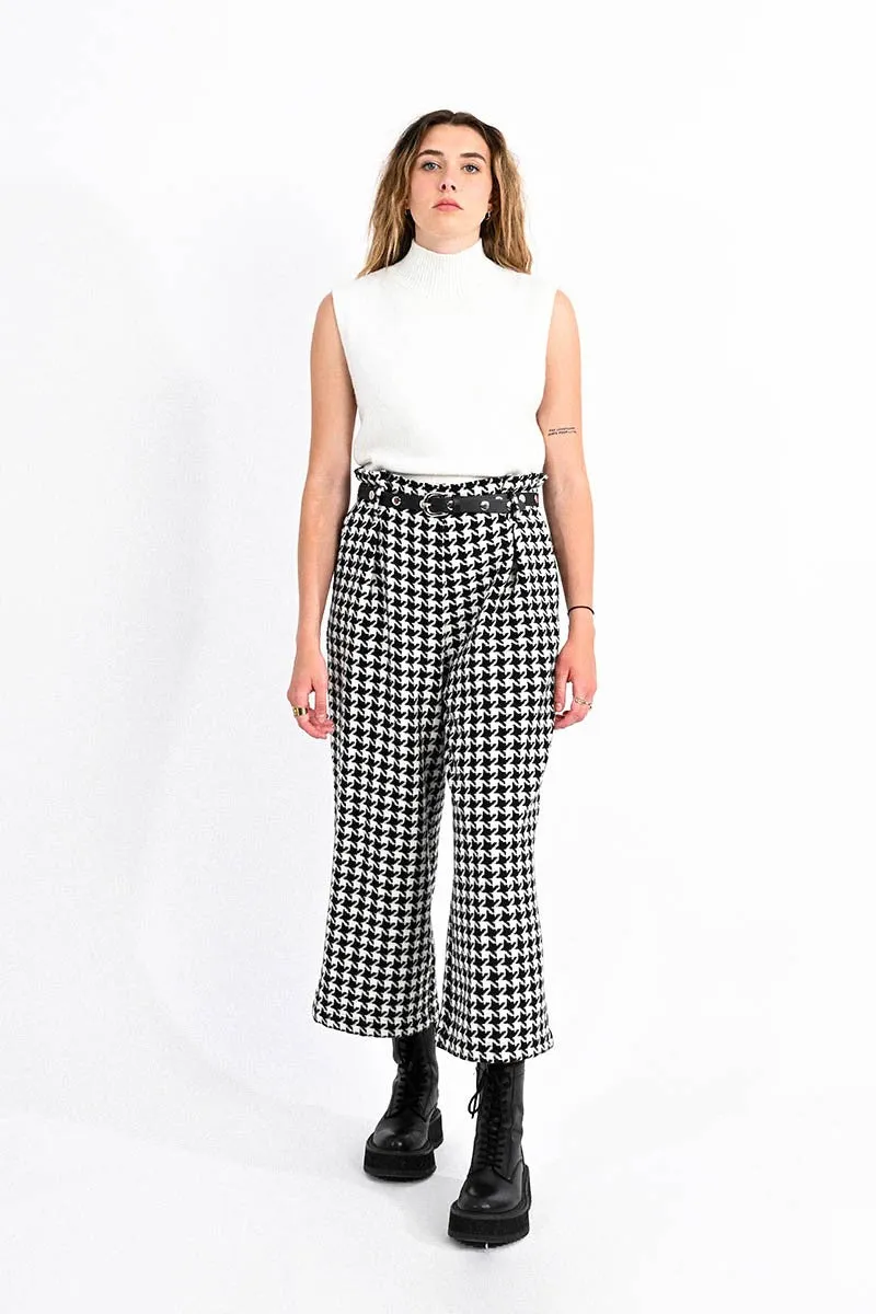 CROPPED  HOUNDSTOOTH PANTS