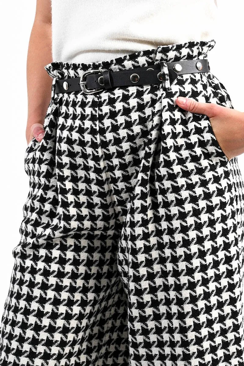 CROPPED  HOUNDSTOOTH PANTS