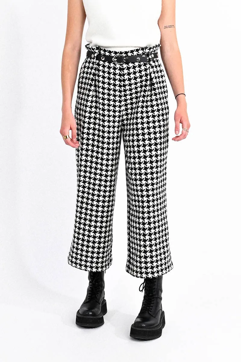 CROPPED  HOUNDSTOOTH PANTS