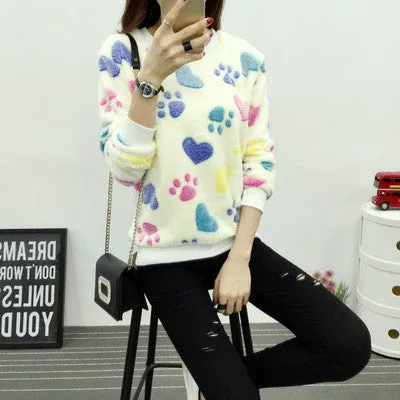 Cute Teddy Bear Harajuku Christmas Sweater Womens Sweaters Fashion Winter Lined Wool Sweater Cashmere Knitted Sweater Wol