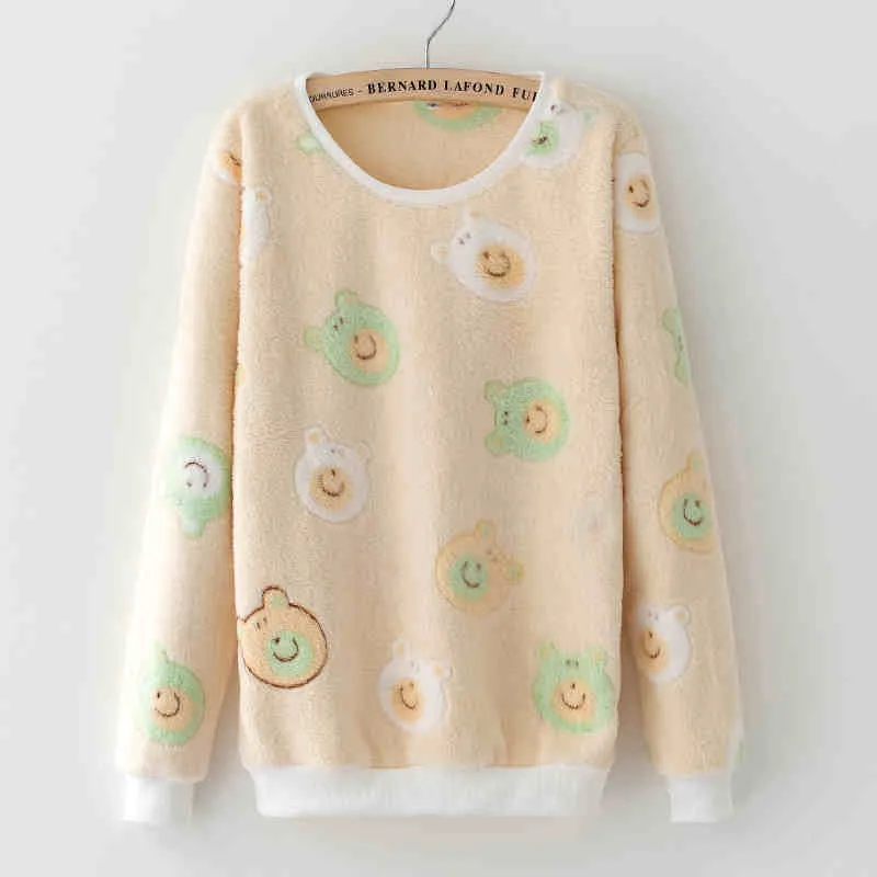 Cute Teddy Bear Harajuku Christmas Sweater Womens Sweaters Fashion Winter Lined Wool Sweater Cashmere Knitted Sweater Wol
