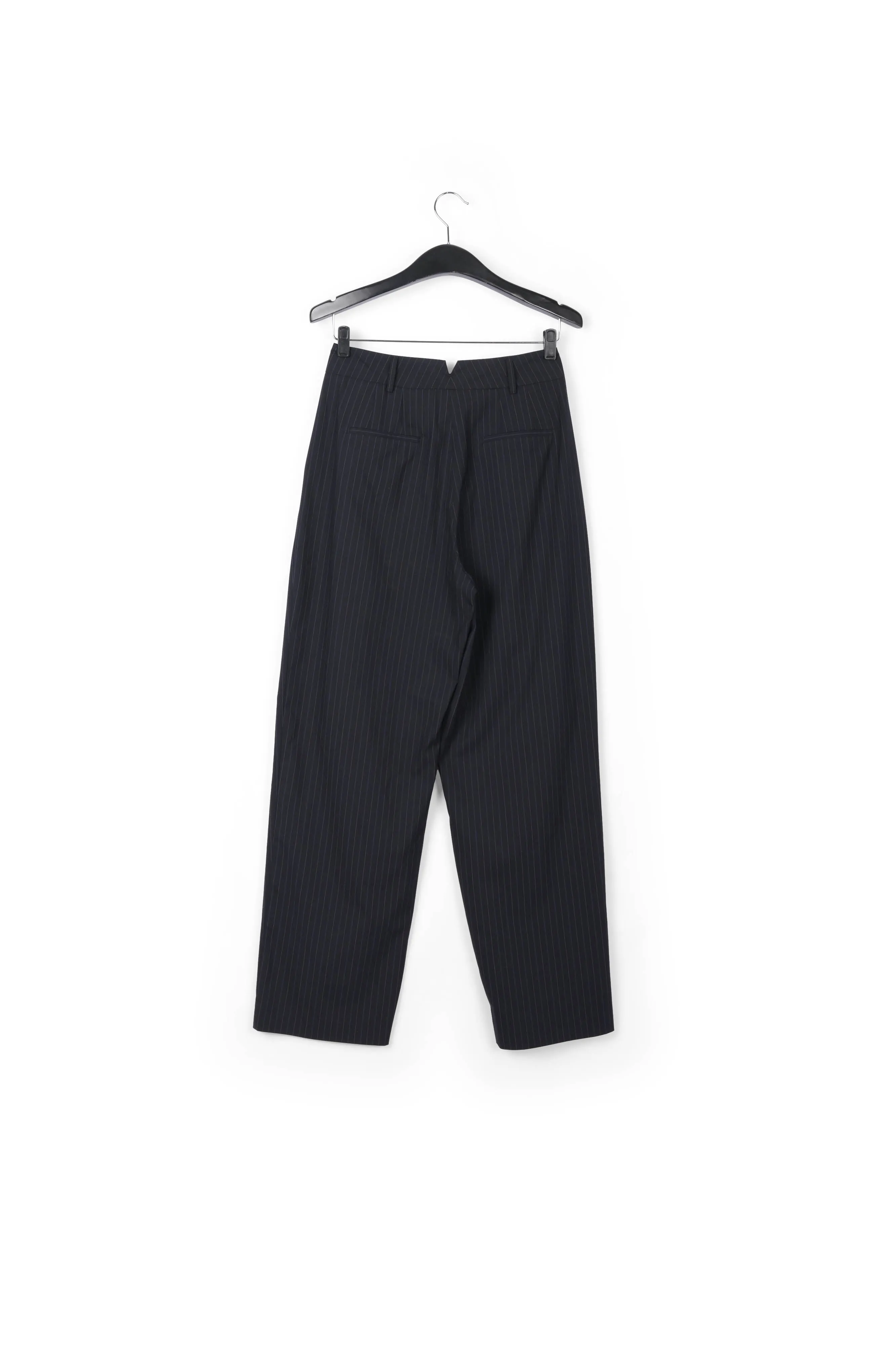Dark blue pinstriped tailored pants