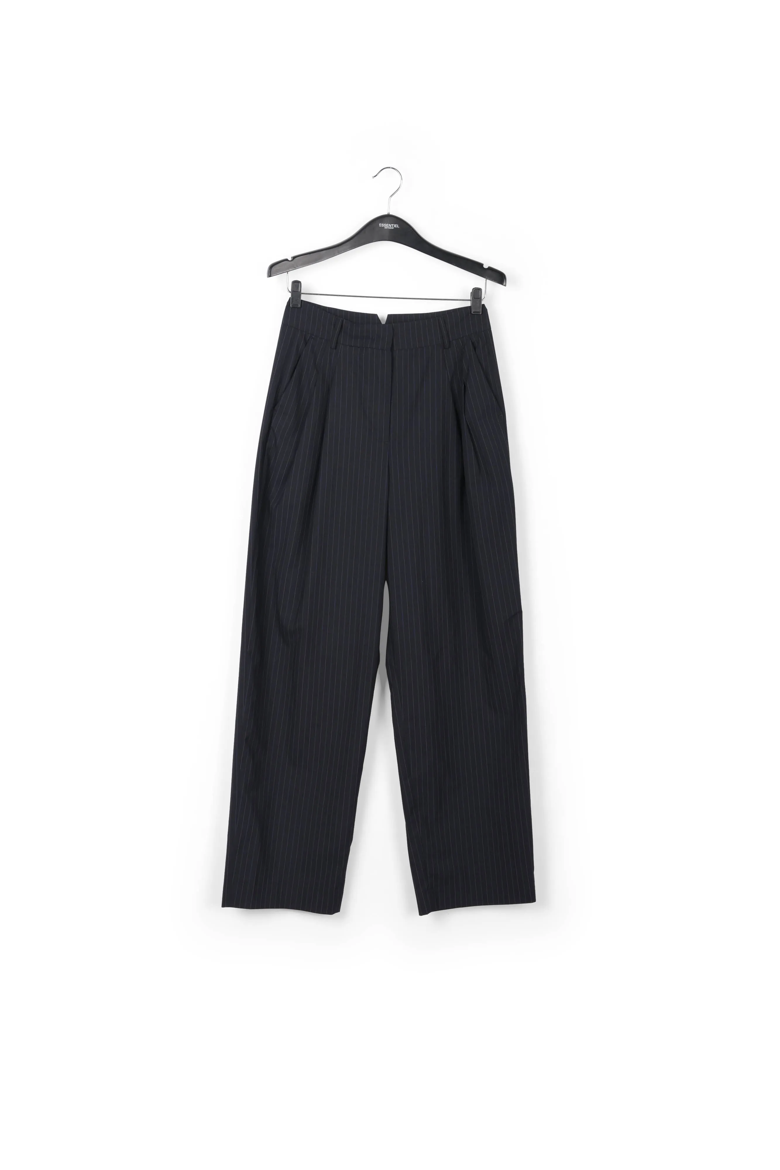 Dark blue pinstriped tailored pants