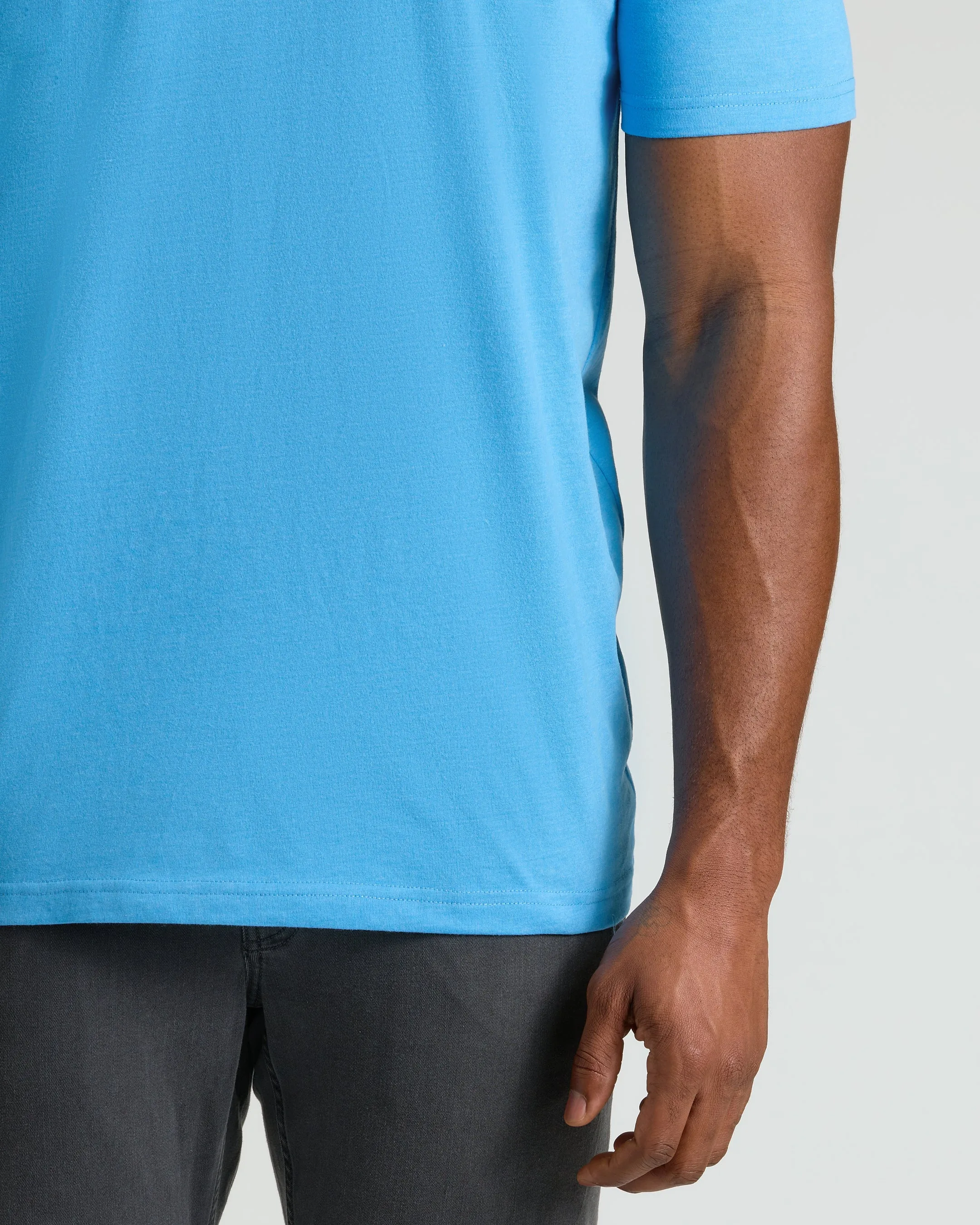 Dark Heather Bahama Blue Tall Straight Hem Crew Neck T-Shirt