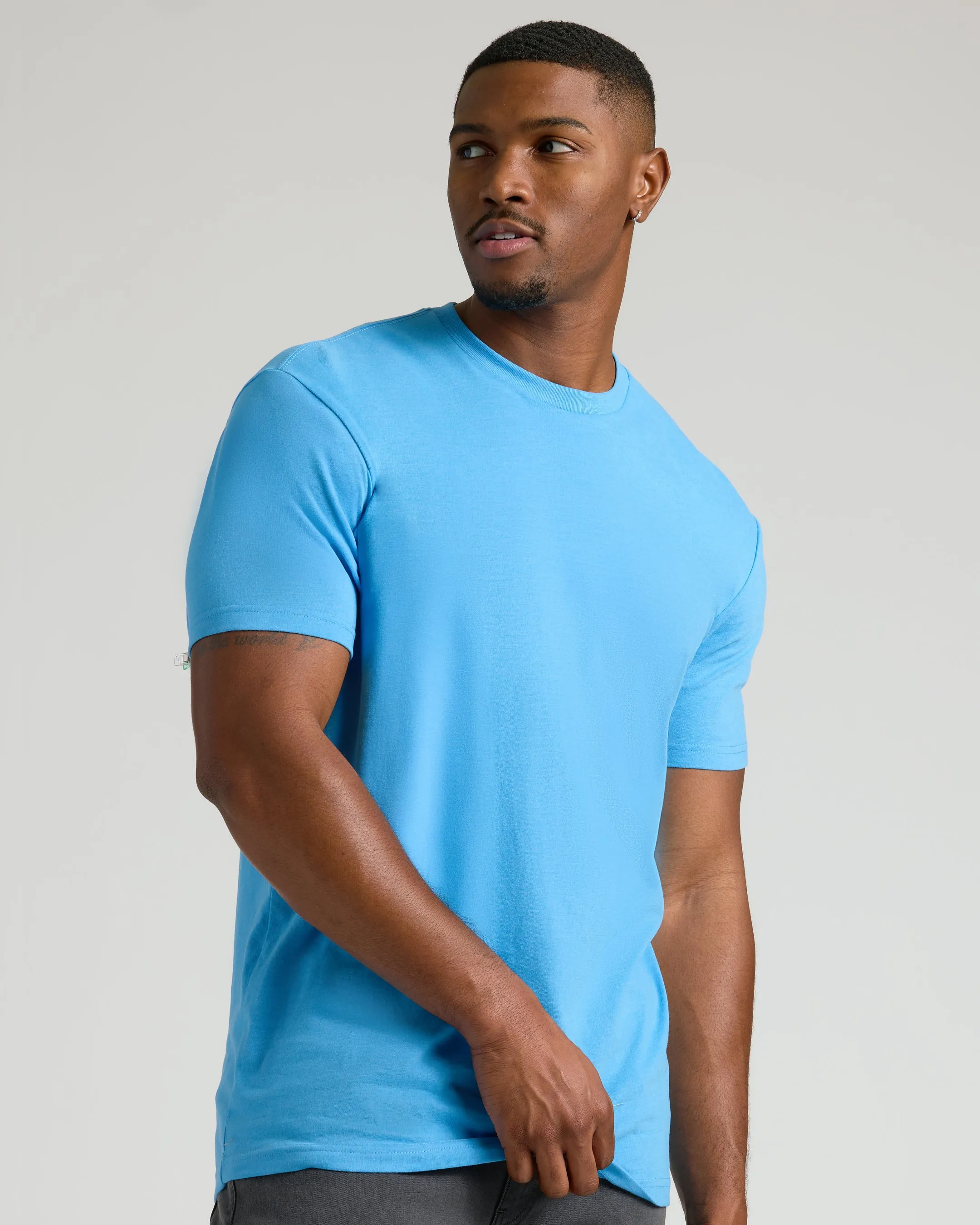 Dark Heather Bahama Blue Tall Straight Hem Crew Neck T-Shirt