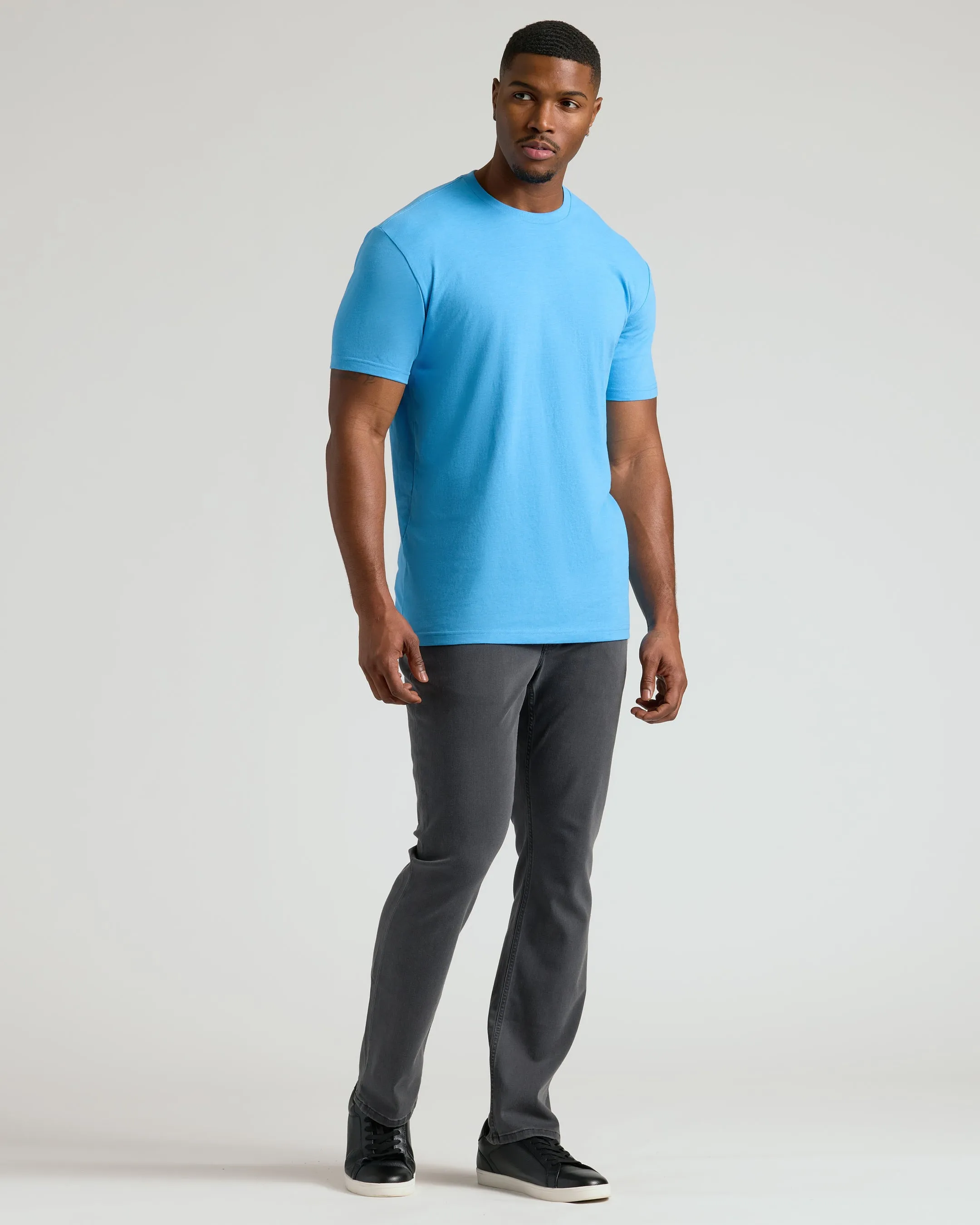 Dark Heather Bahama Blue Tall Straight Hem Crew Neck T-Shirt