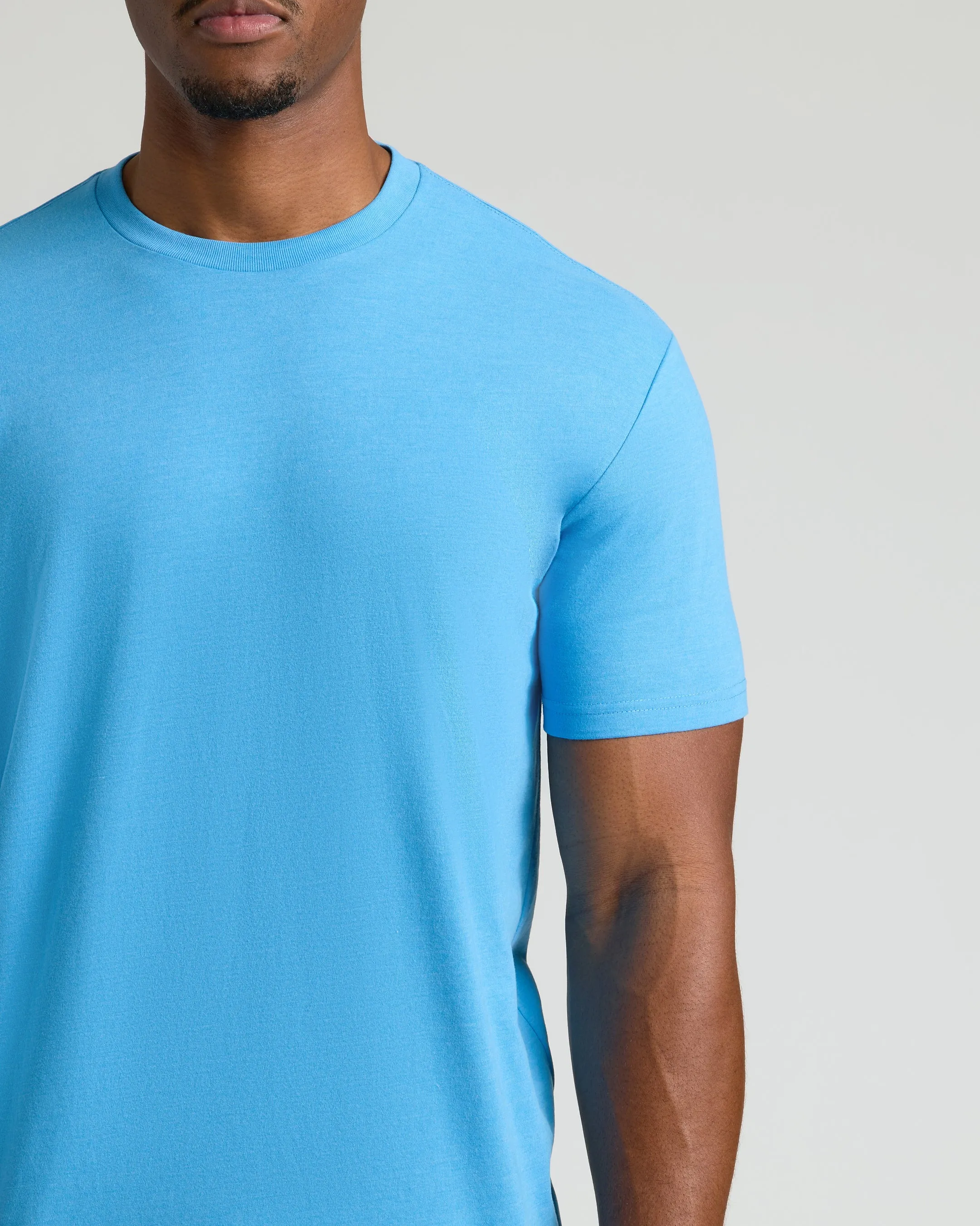 Dark Heather Bahama Blue Tall Straight Hem Crew Neck T-Shirt
