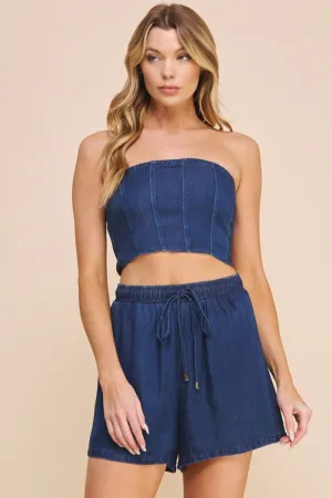 Denim Fitted Tube Top