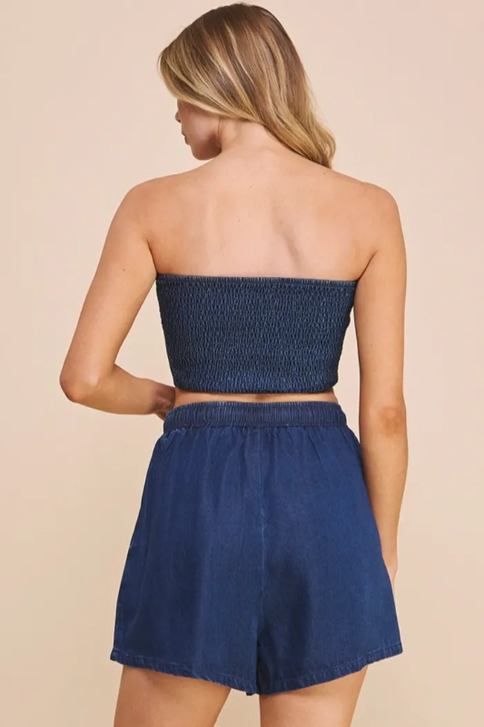 Denim Fitted Tube Top