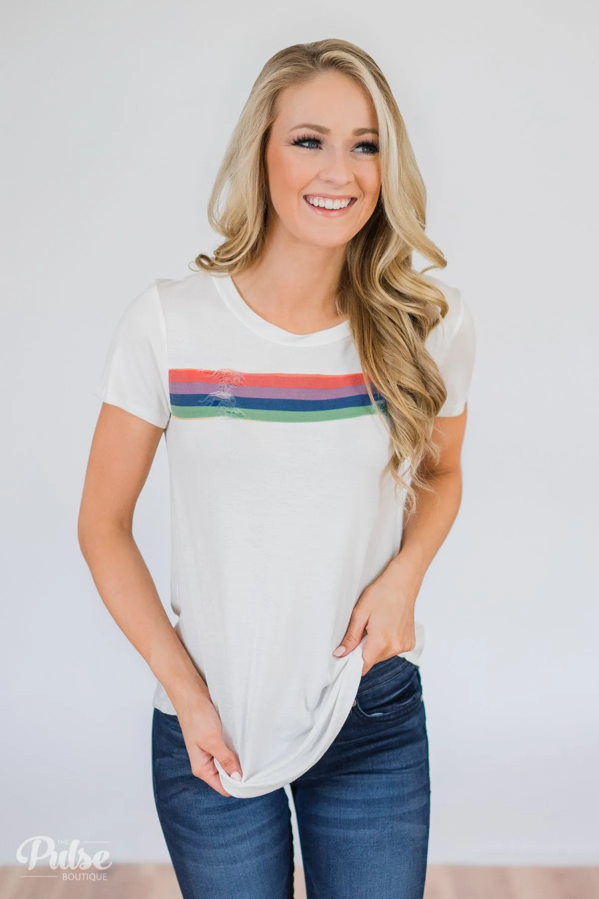 Distressed Rainbow Top