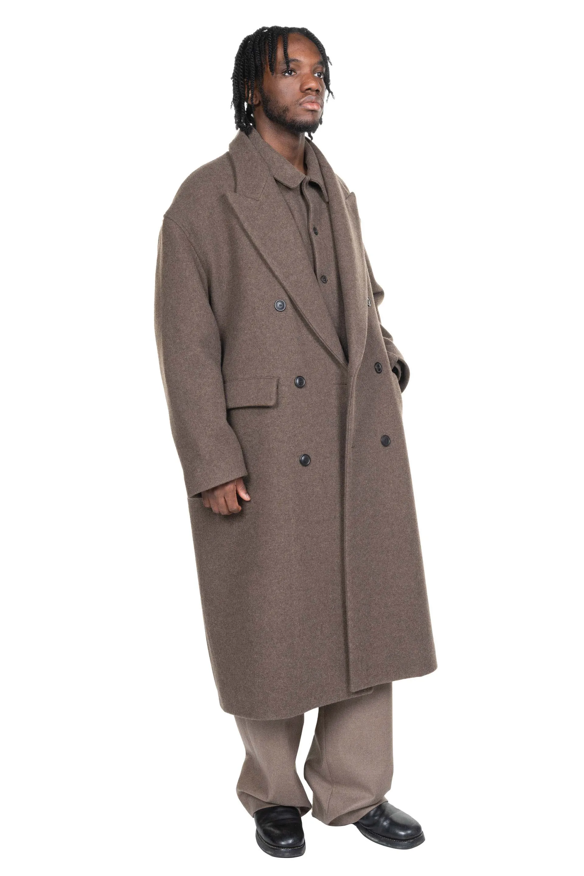 Double Breasted Overcoat Wool Cashmere Greige