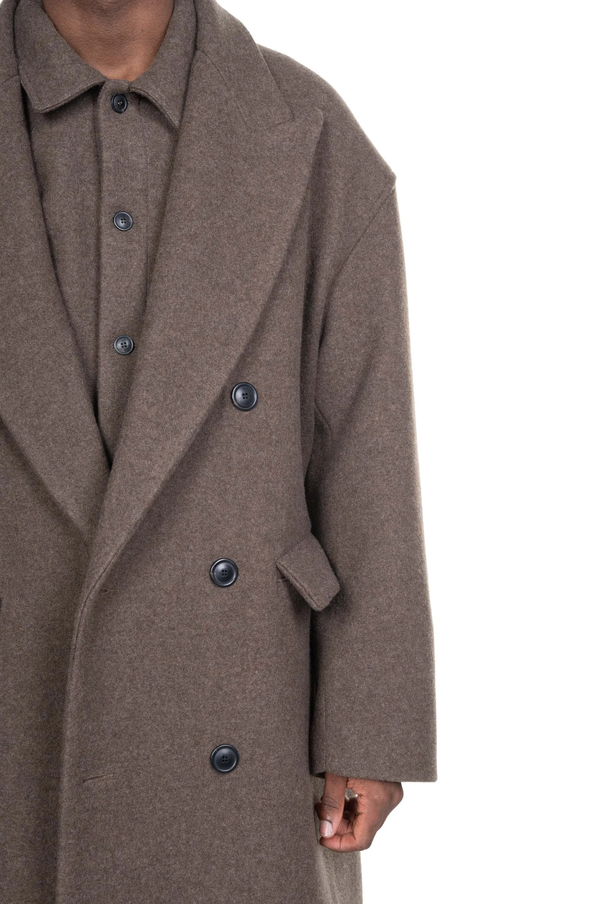 Double Breasted Overcoat Wool Cashmere Greige