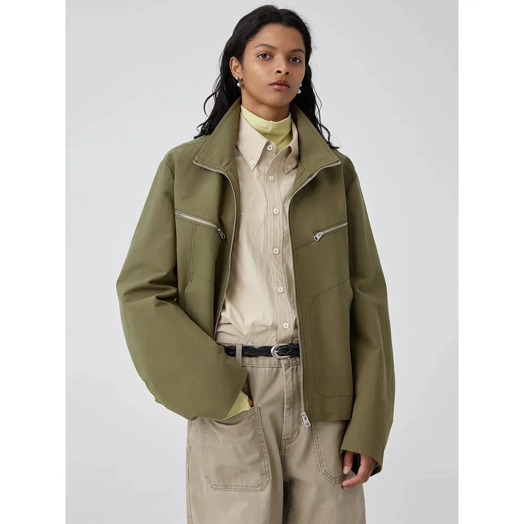 Double Placket Zip-Up Jacket