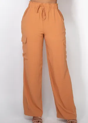 Elastic Paperbag Drawstring Cargo Pants Woven | CINNAMON