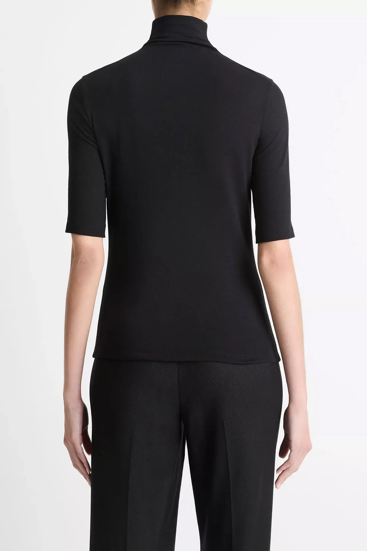 Elbow-Sleeve Turtleneck in Black