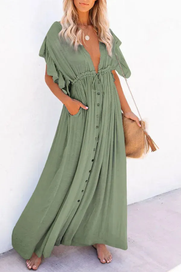 Eleanor - Fairy Air V-neck dress with ruffled sleeves
