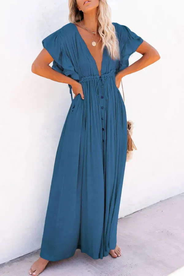 Eleanor - Fairy Air V-neck dress with ruffled sleeves