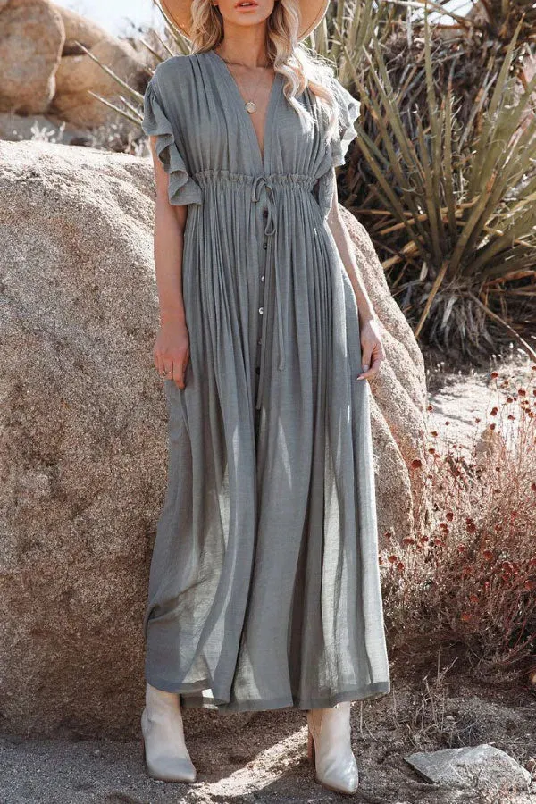 Eleanor - Fairy Air V-neck dress with ruffled sleeves