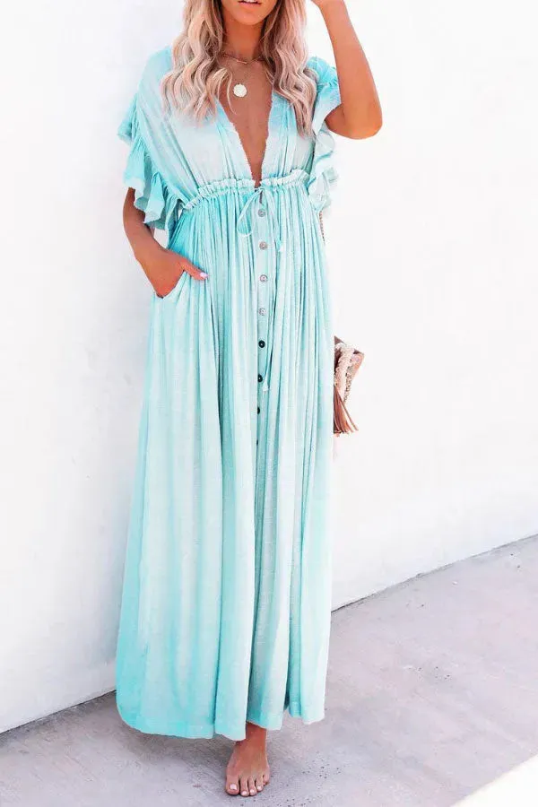 Eleanor - Fairy Air V-neck dress with ruffled sleeves