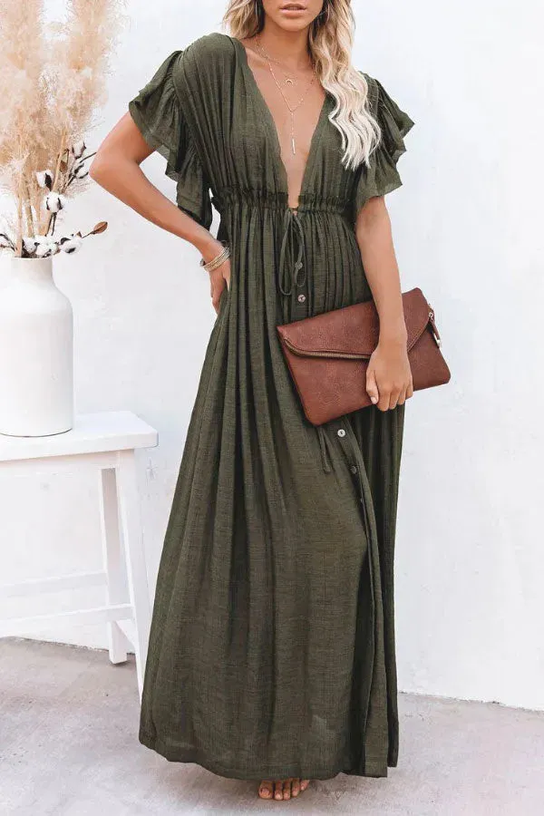 Eleanor - Fairy Air V-neck dress with ruffled sleeves