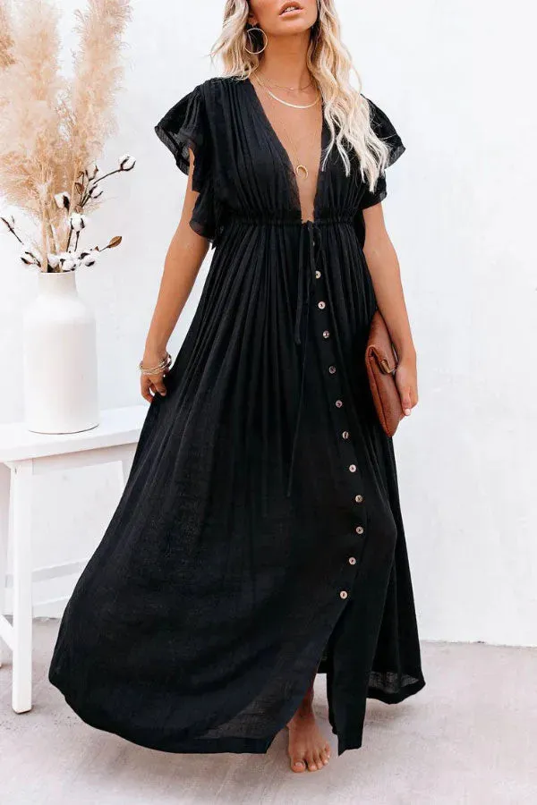 Eleanor - Fairy Air V-neck dress with ruffled sleeves