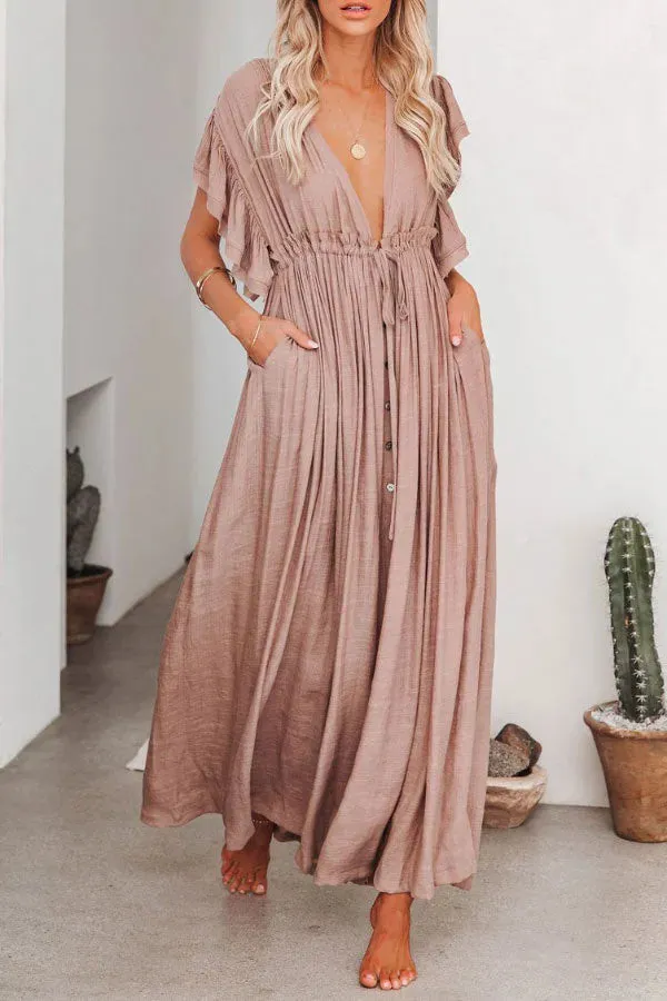 Eleanor - Fairy Air V-neck dress with ruffled sleeves