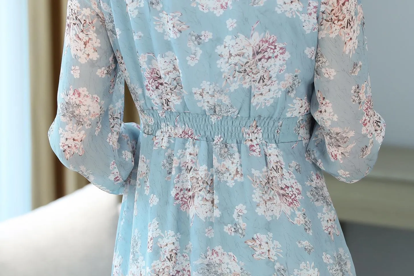 Elegant Chiffon Slip Dress with Full Floral Print for Women