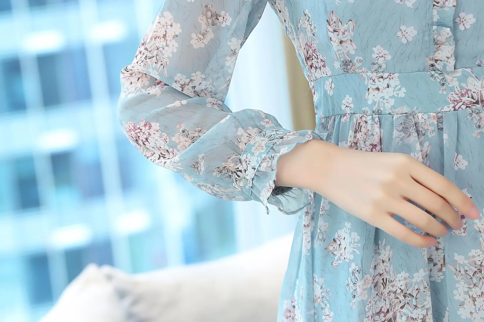 Elegant Chiffon Slip Dress with Full Floral Print for Women
