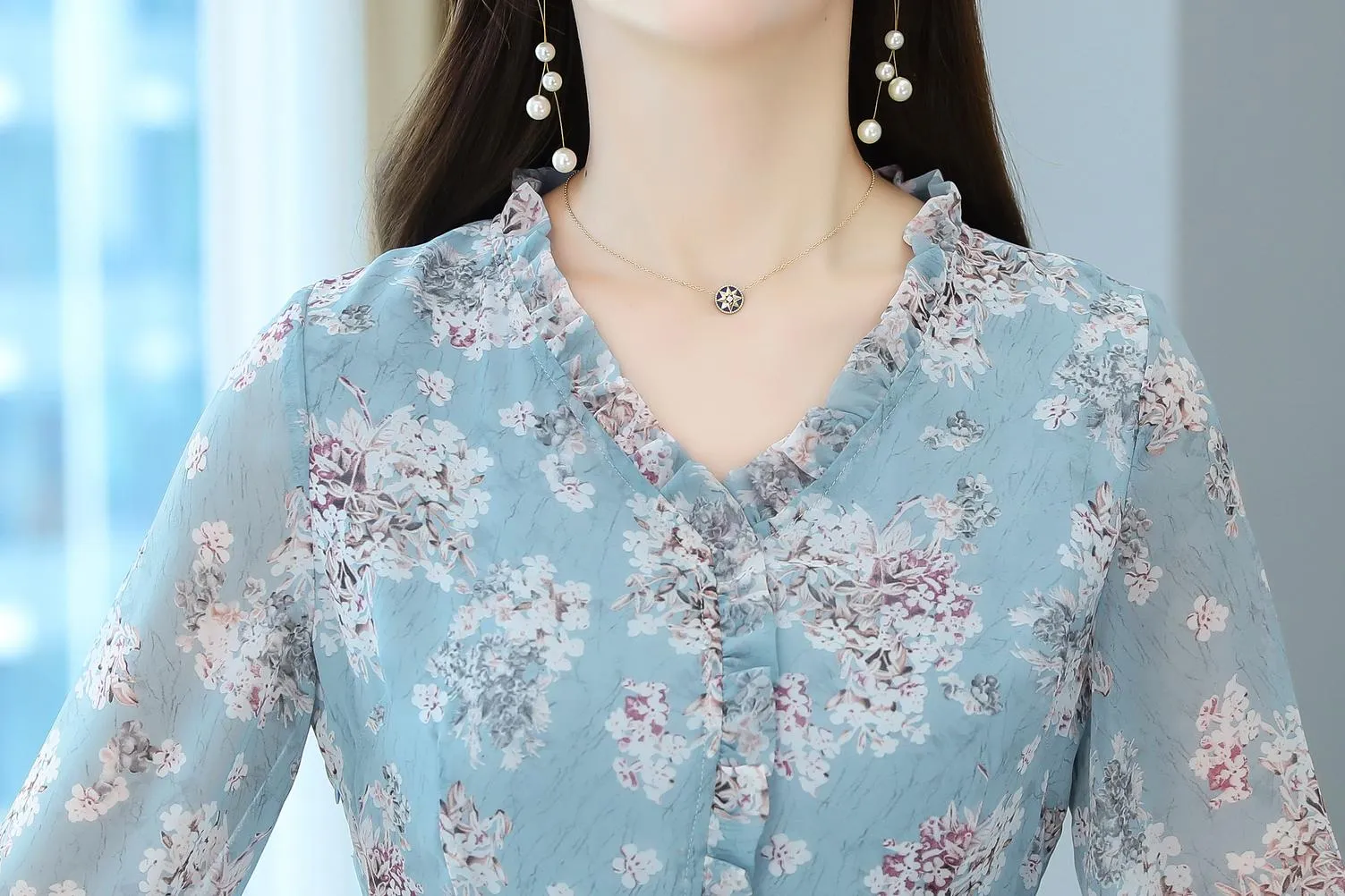 Elegant Chiffon Slip Dress with Full Floral Print for Women