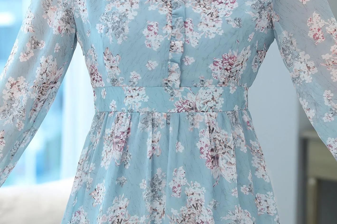 Elegant Chiffon Slip Dress with Full Floral Print for Women