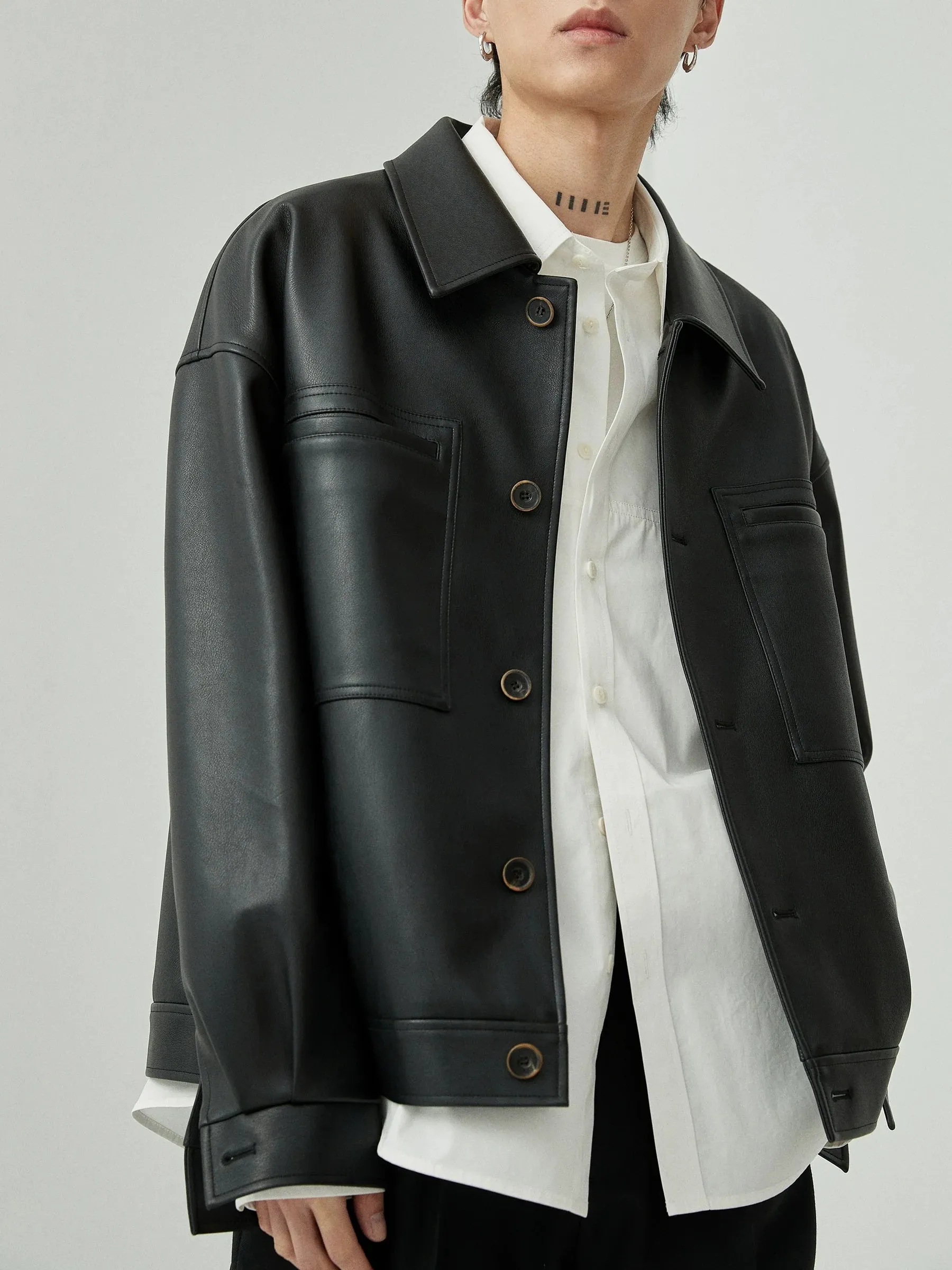 Elegant Faux Leather Jacket