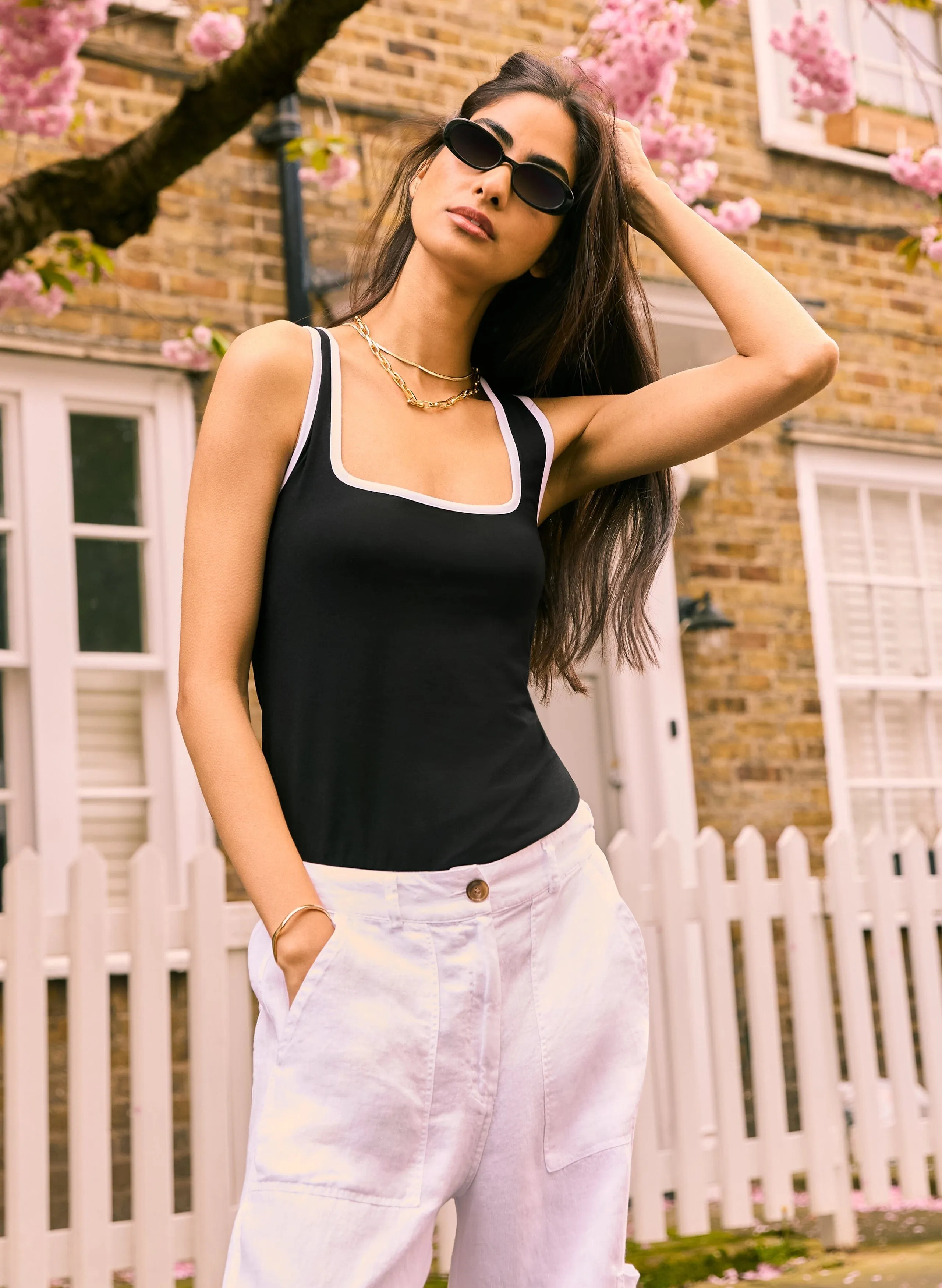 Ellie LENZING™ ECOVERO™ Square Neck Vest | Caviar Black