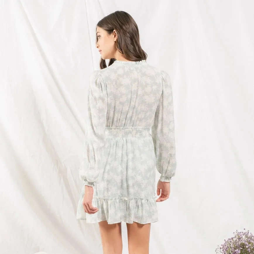 Empire Waist Long Sleeve Mini Dress