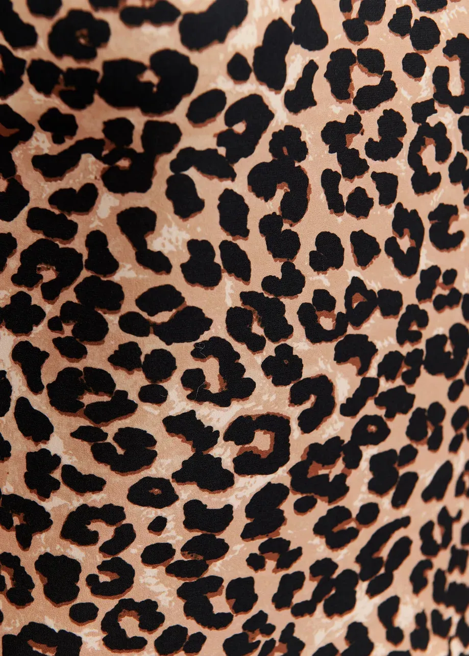 Essentiel Antwerp Brown Leopard-Print Turtleneck Top