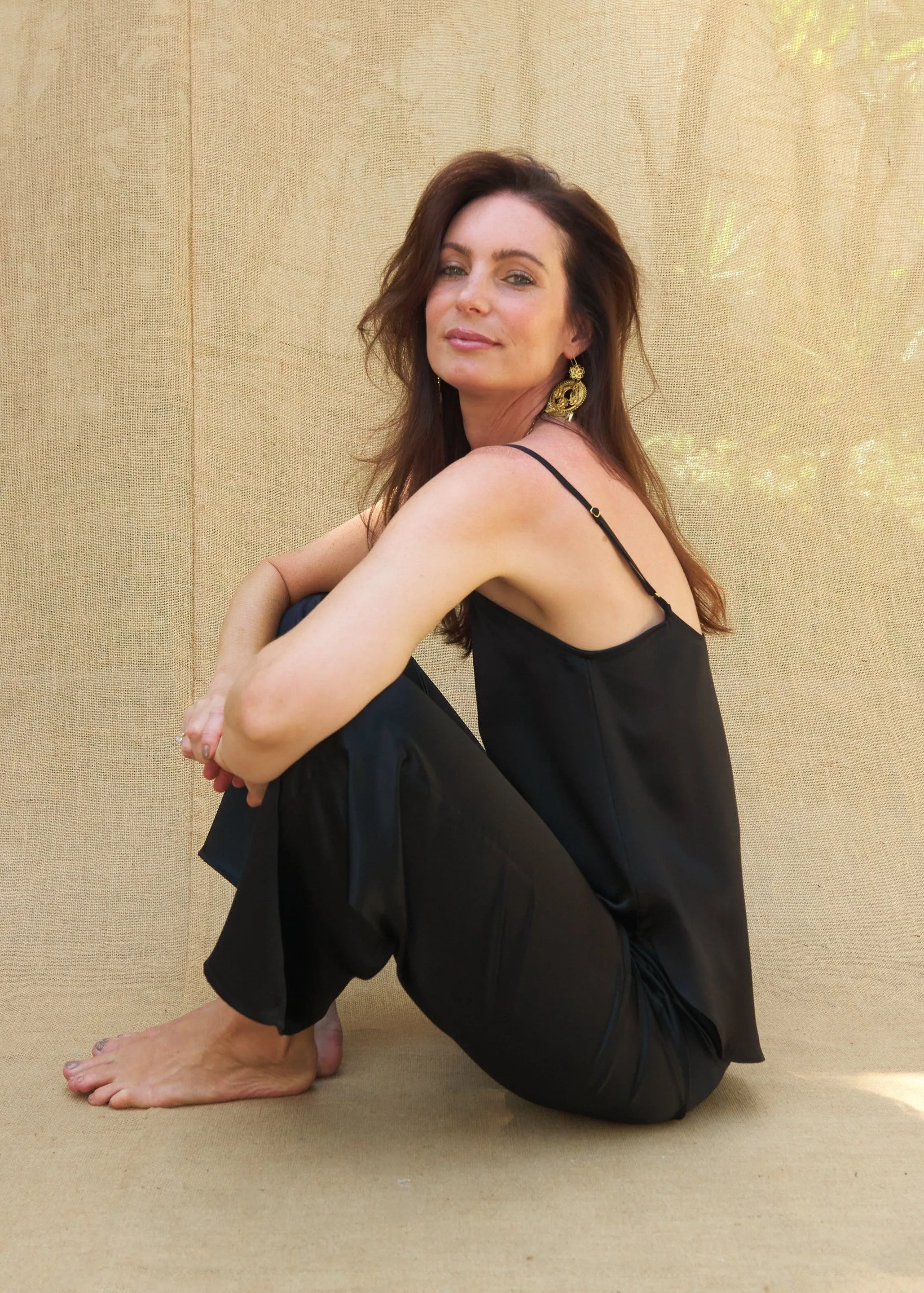 Estelle Pants in Black Charmeuse Silk