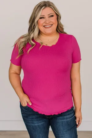 Everything And More Ribbed Knit Top- Fuchsia