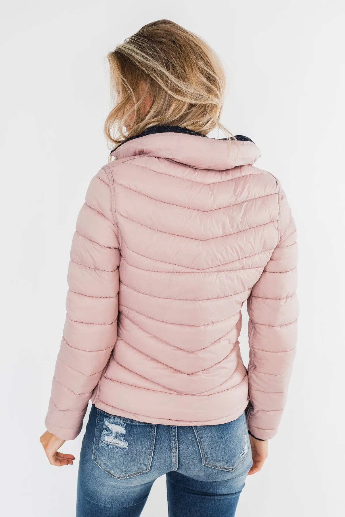 Everything I Want Reversible Puffer Coat- Navy & Blush