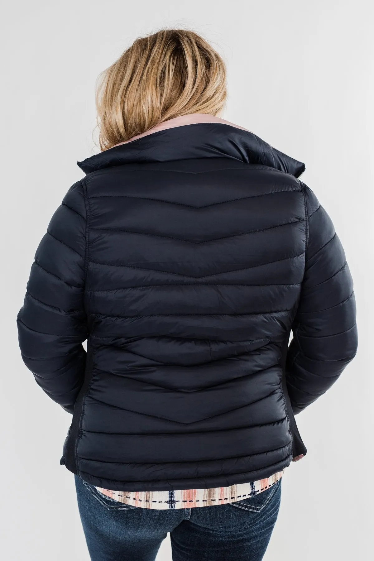 Everything I Want Reversible Puffer Coat- Navy & Blush