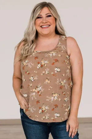 Explore Your Heart Floral Tank Top- Taupe
