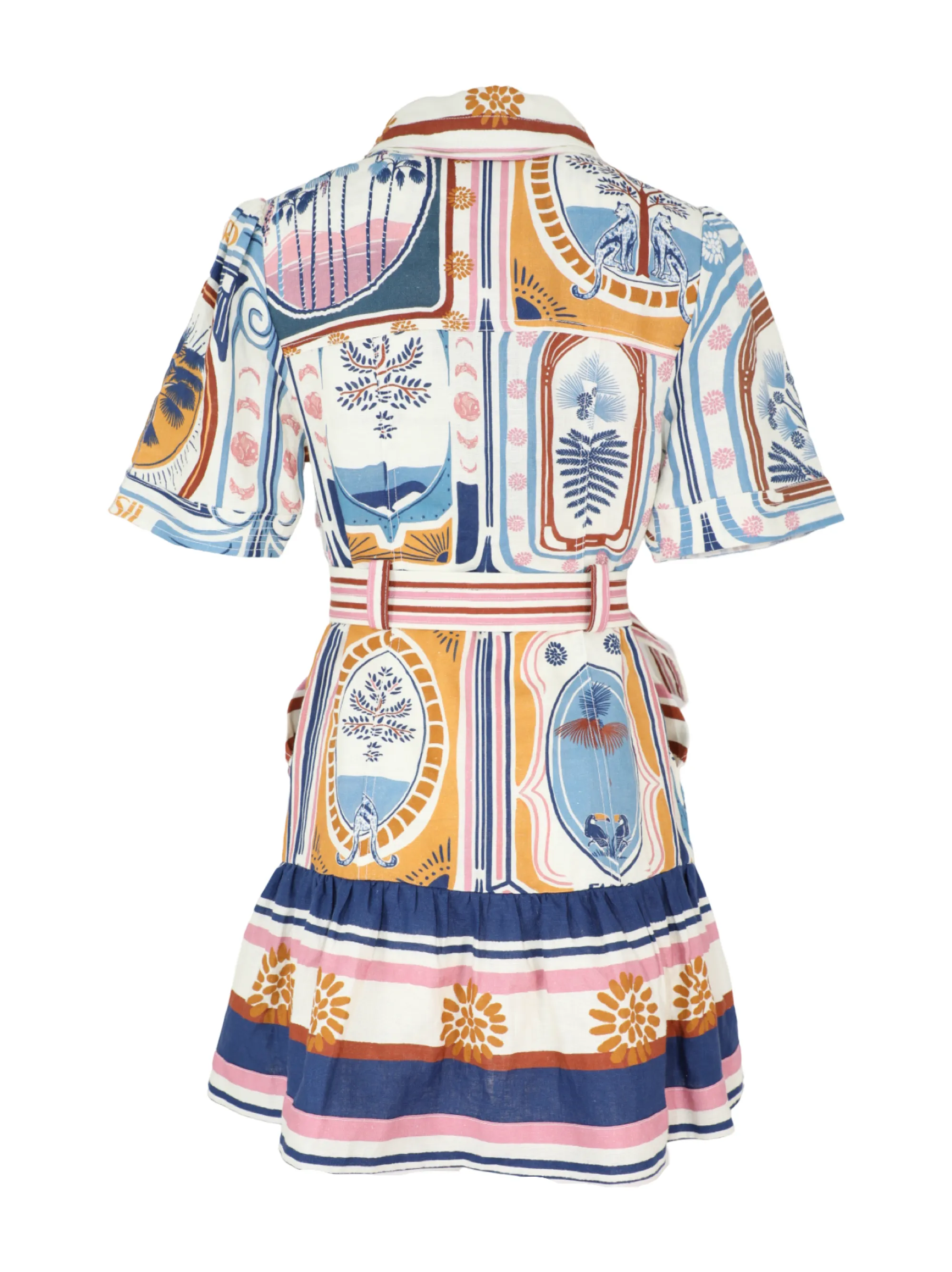 Farm Rio Cerrado Stamps Cream Mini Dress