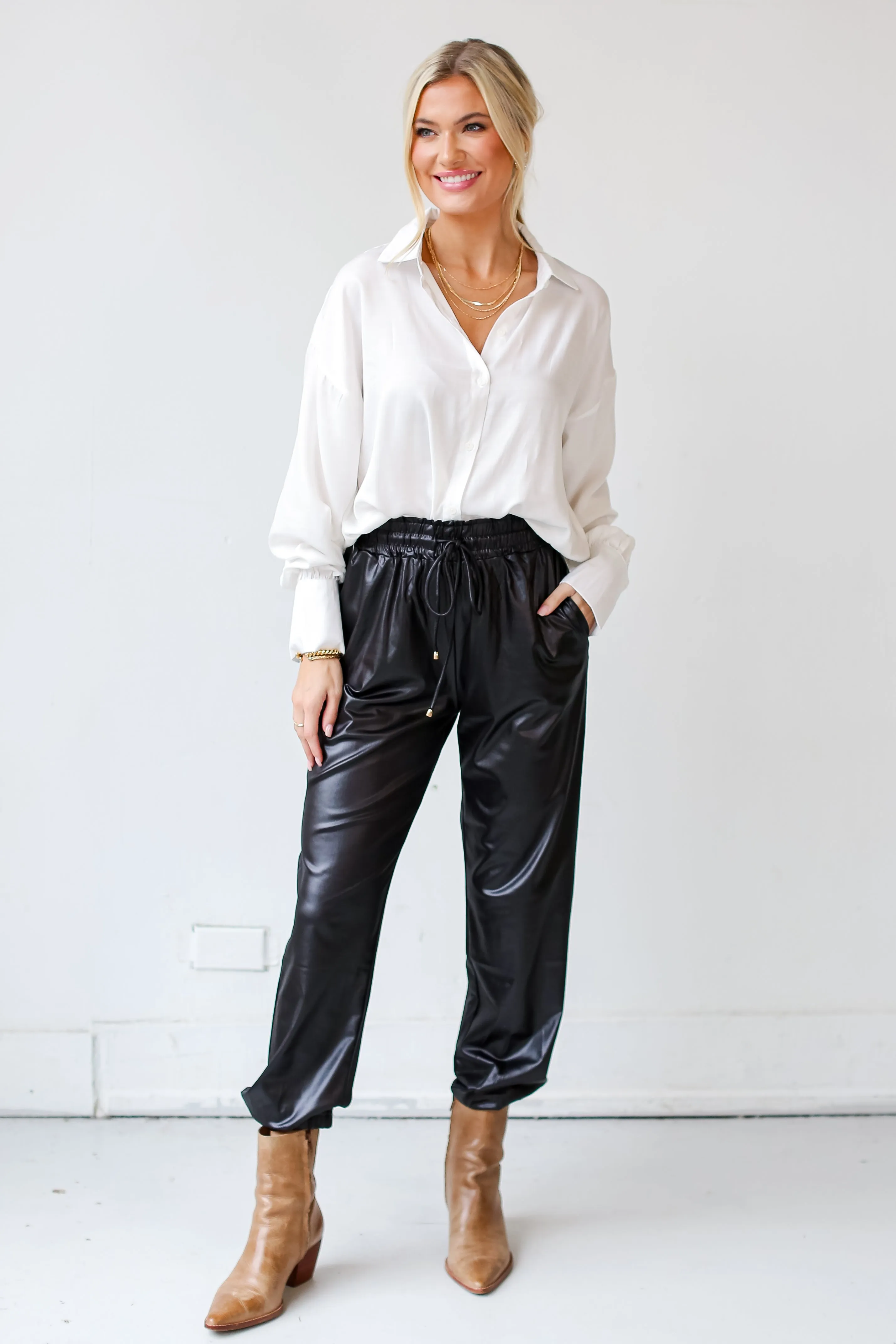 FINAL SALE - Posh Era Leather Joggers