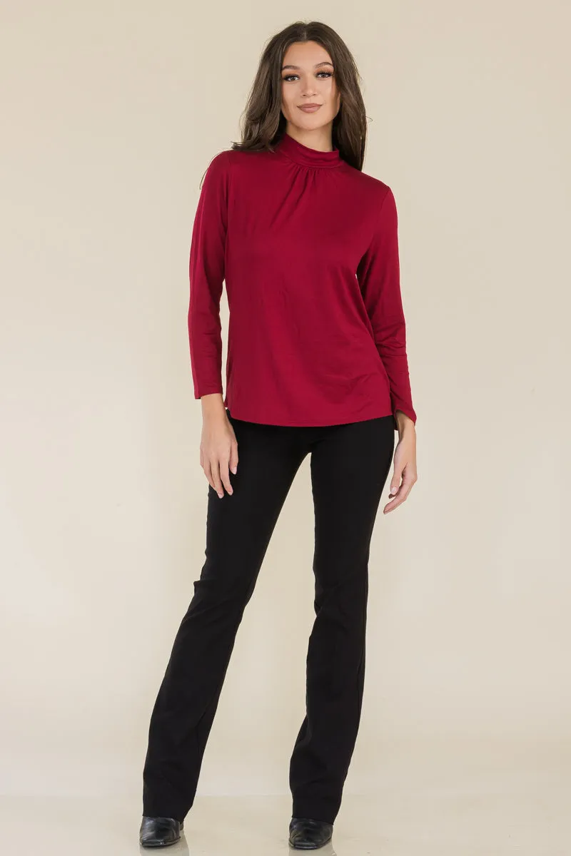FITTED MOCKNECK LONG SLEEVE TOP