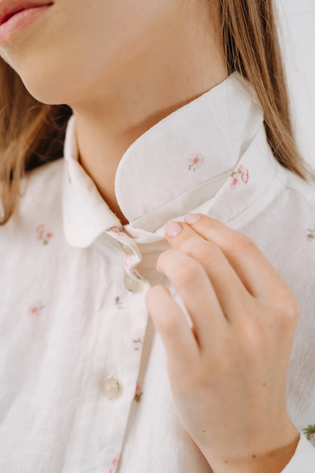 Fitted Sophie Shirt, Long Sleeve,  Apple Blossom
