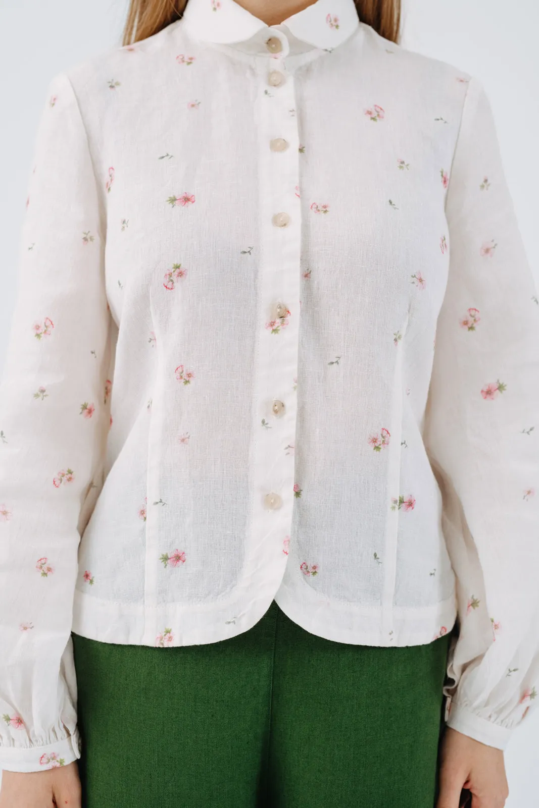 Fitted Sophie Shirt, Long Sleeve,  Apple Blossom
