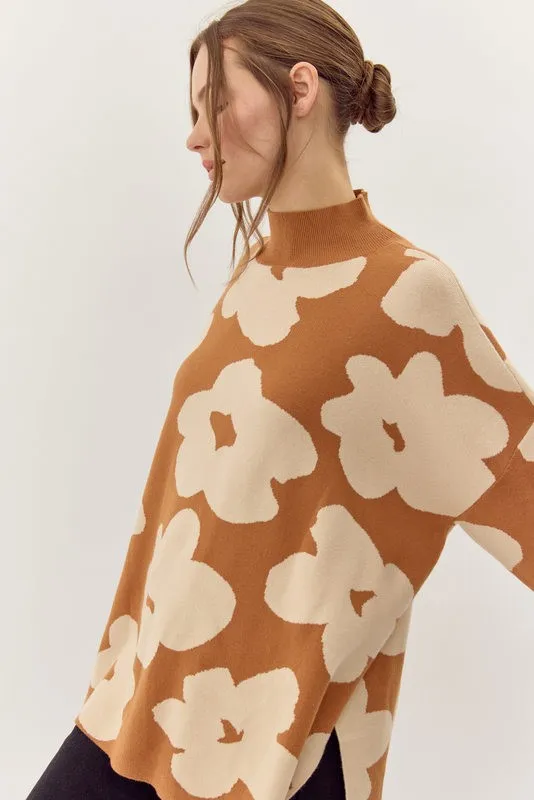 Floral Mock Neck Sweater