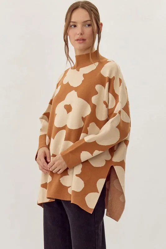 Floral Mock Neck Sweater