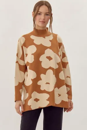 Floral Mock Neck Sweater