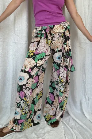 Floral Paperbag Waist Pants - M